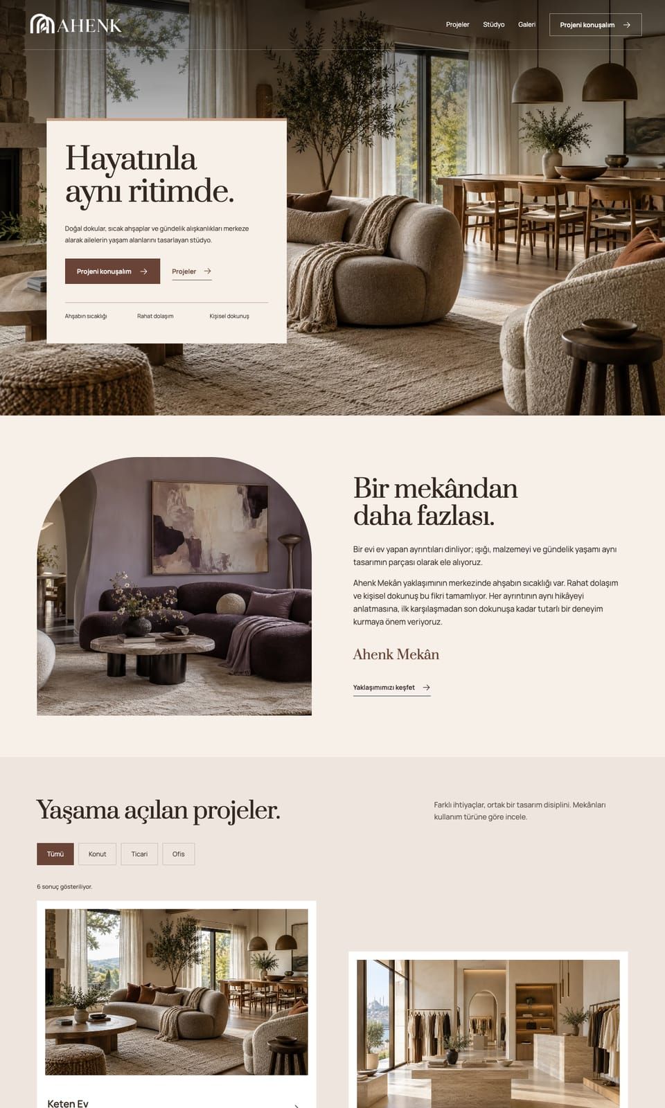 Ahenk Mekân web sitesi tasarımı — İç mimarlık