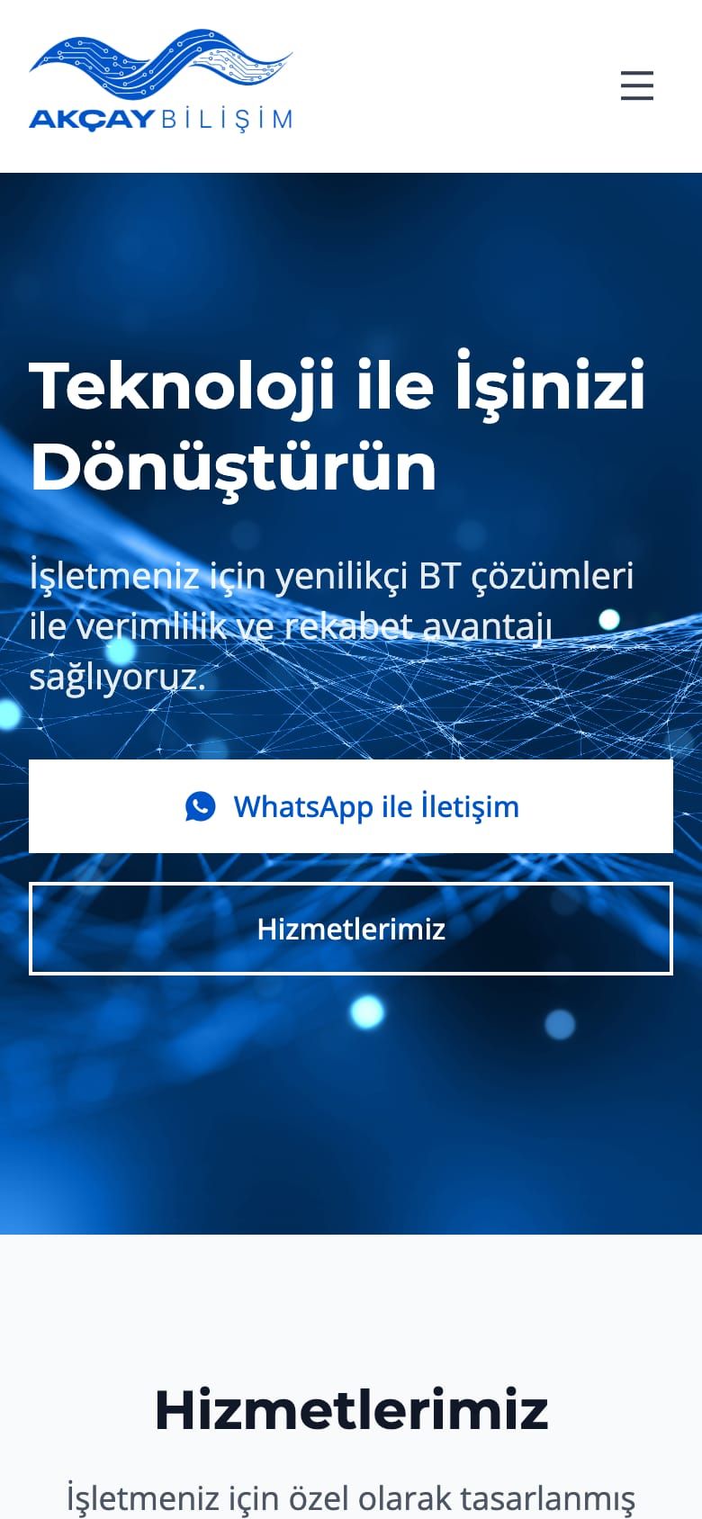 Akçay Bilişim — Telefonda görünüm