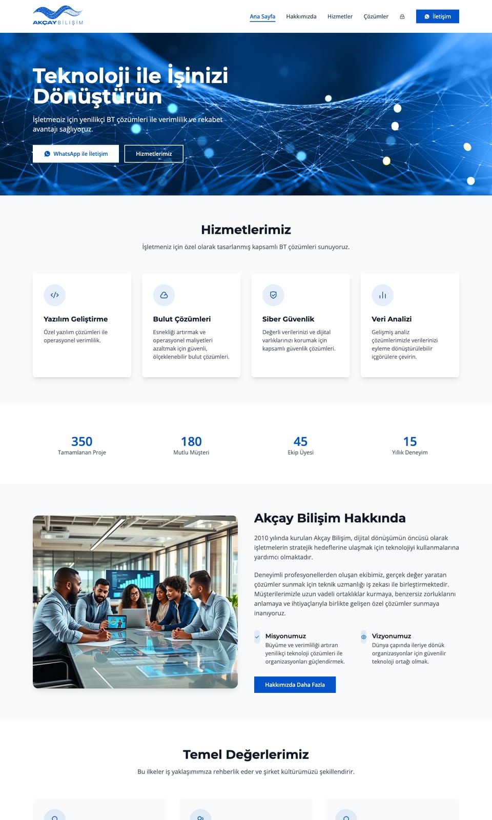 Akçay Bilişim web sitesi tasarımı — Bilişim & teknoloji