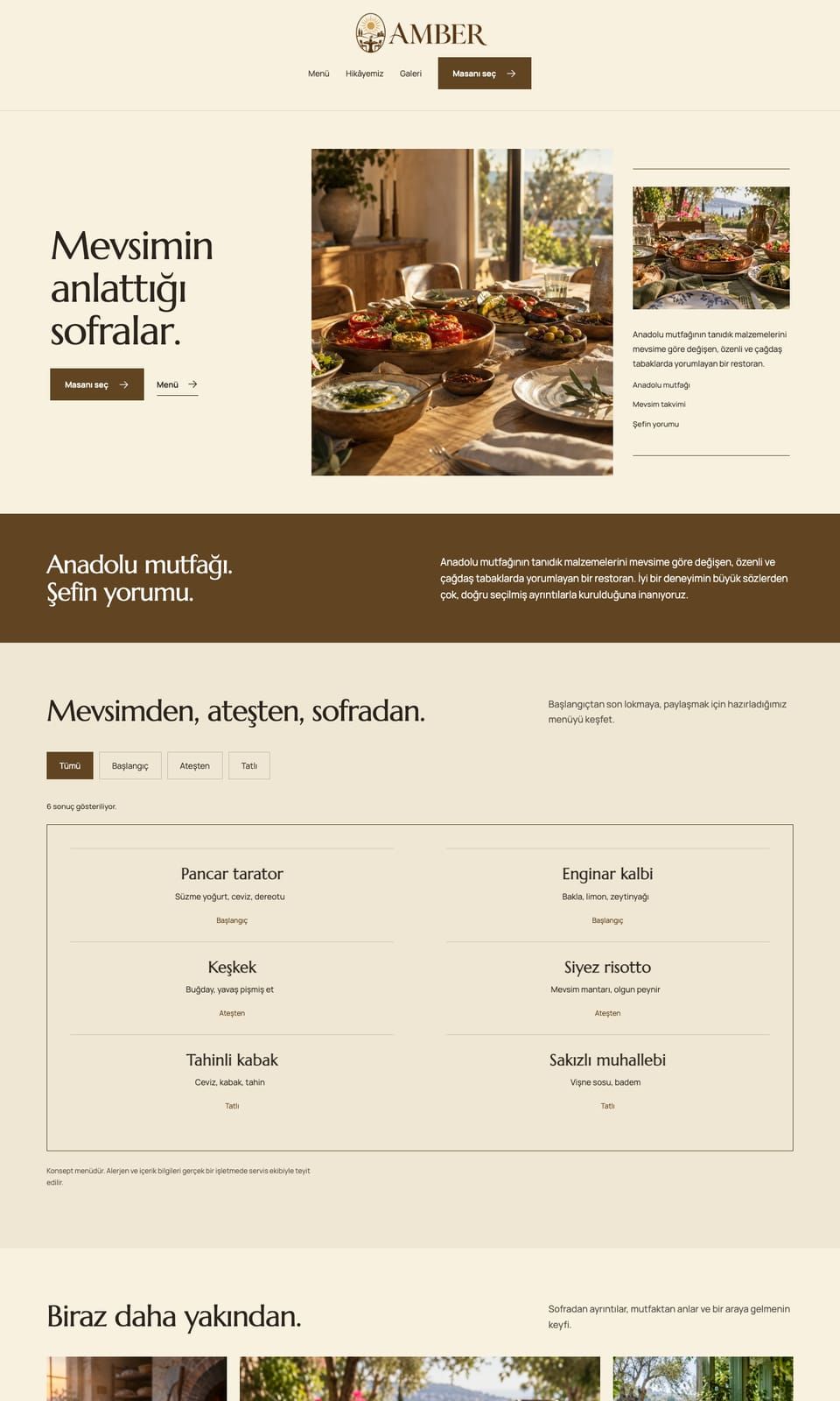 Amber Sofra web sitesi tasarımı — Restoran & kafe
