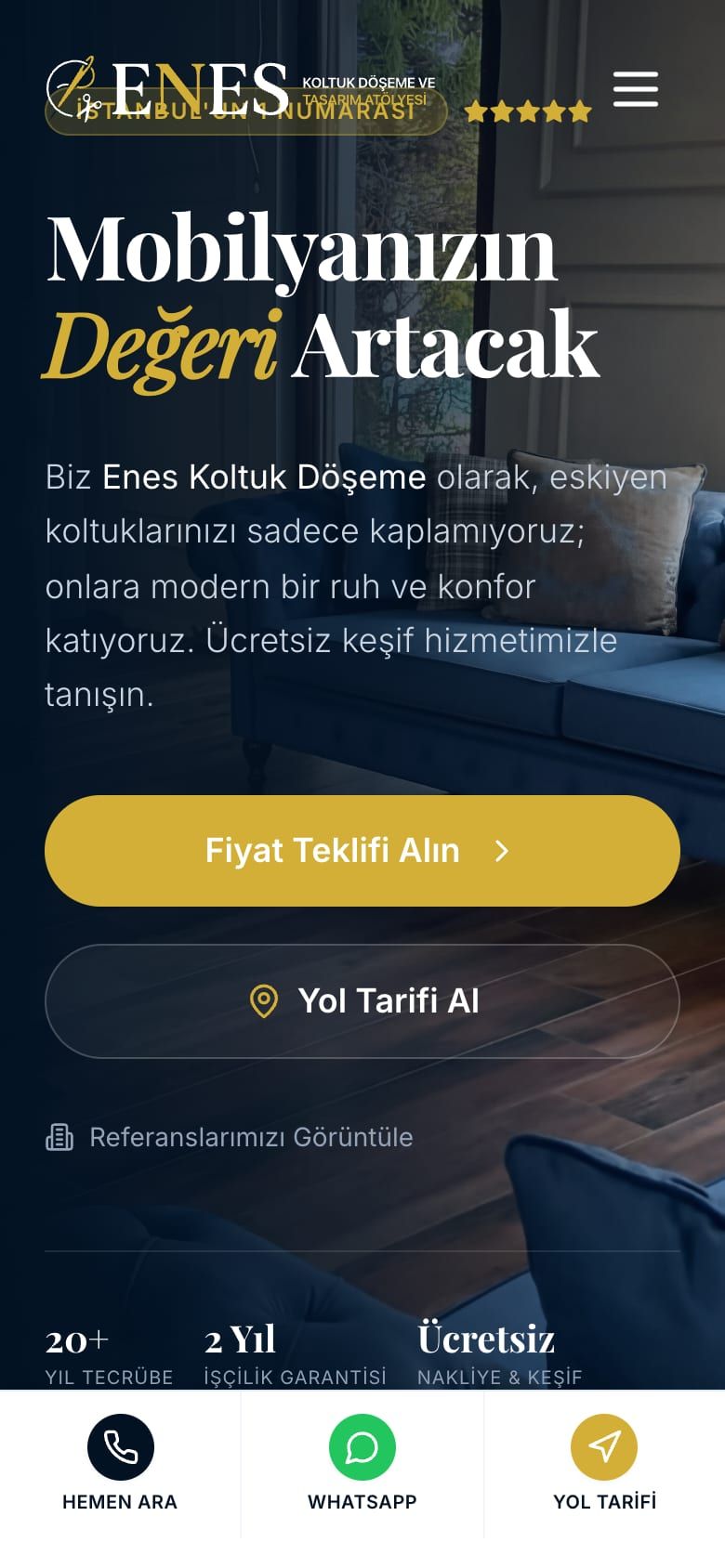 Enes Koltuk Döşeme — Telefonda görünüm