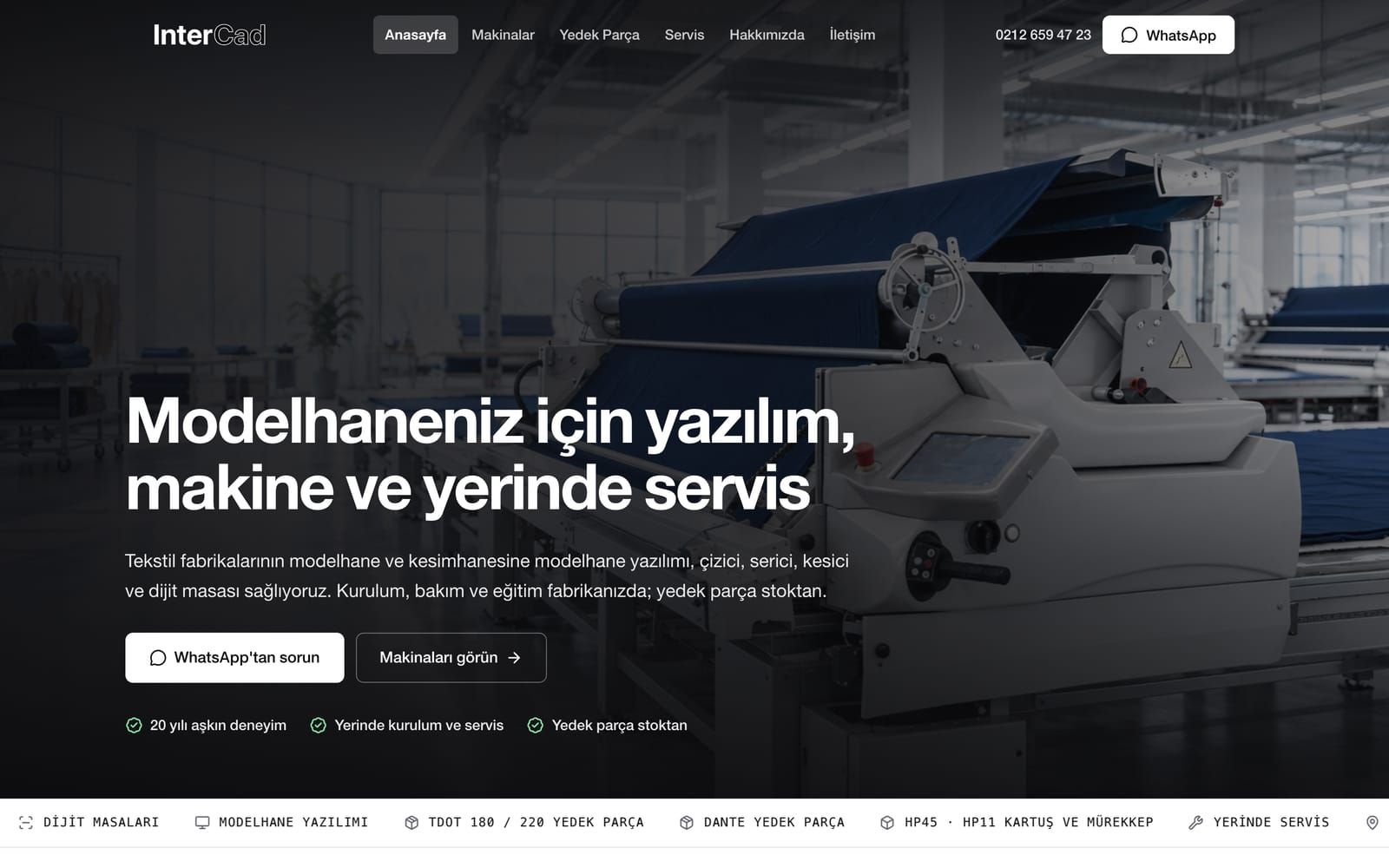 InterCAD web sitesi ana sayfası