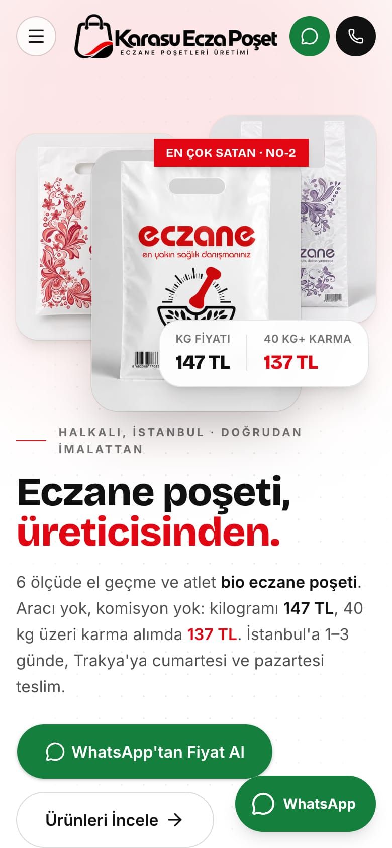 Karasu Ecza Poşet — Telefonda görünüm