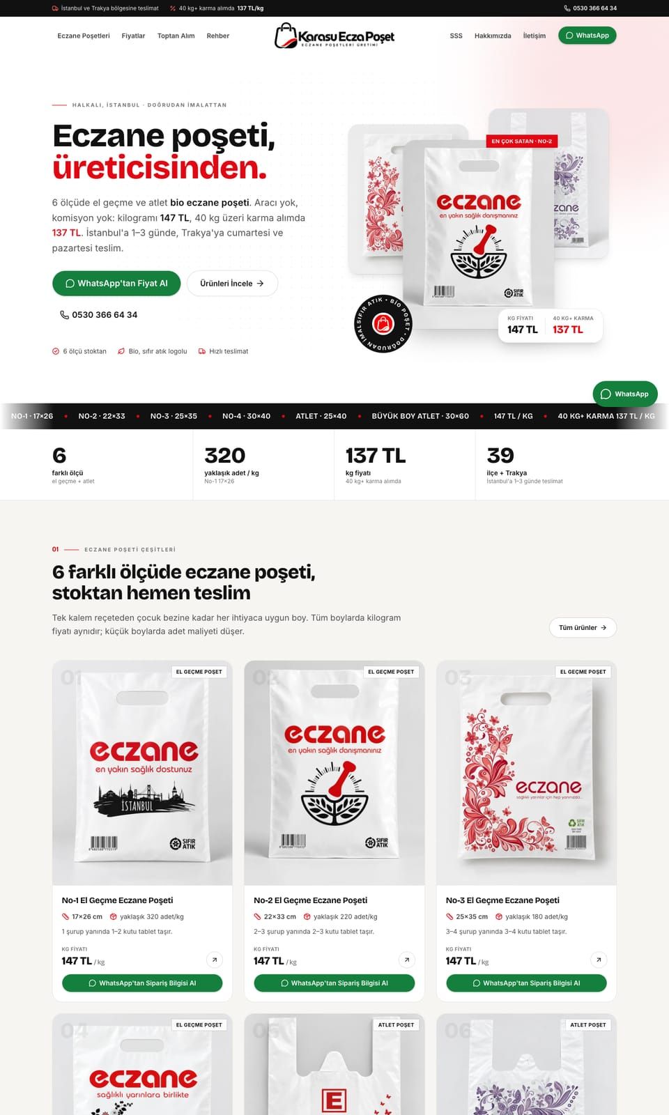 Karasu Ecza Poşet web sitesi tasarımı — Üretim & ambalaj