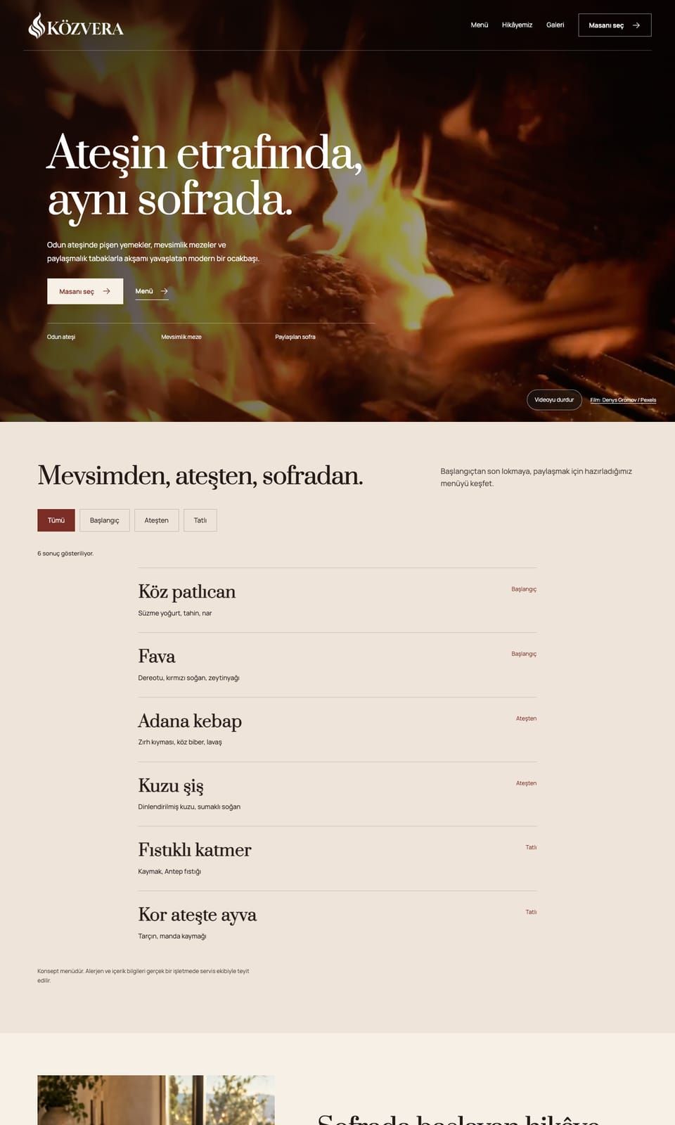 Közvera web sitesi tasarımı — Restoran & kafe
