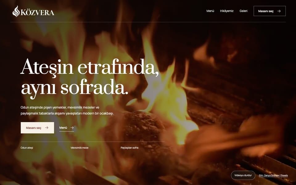 Közvera web sitesi tasarımı — Restoran & kafe