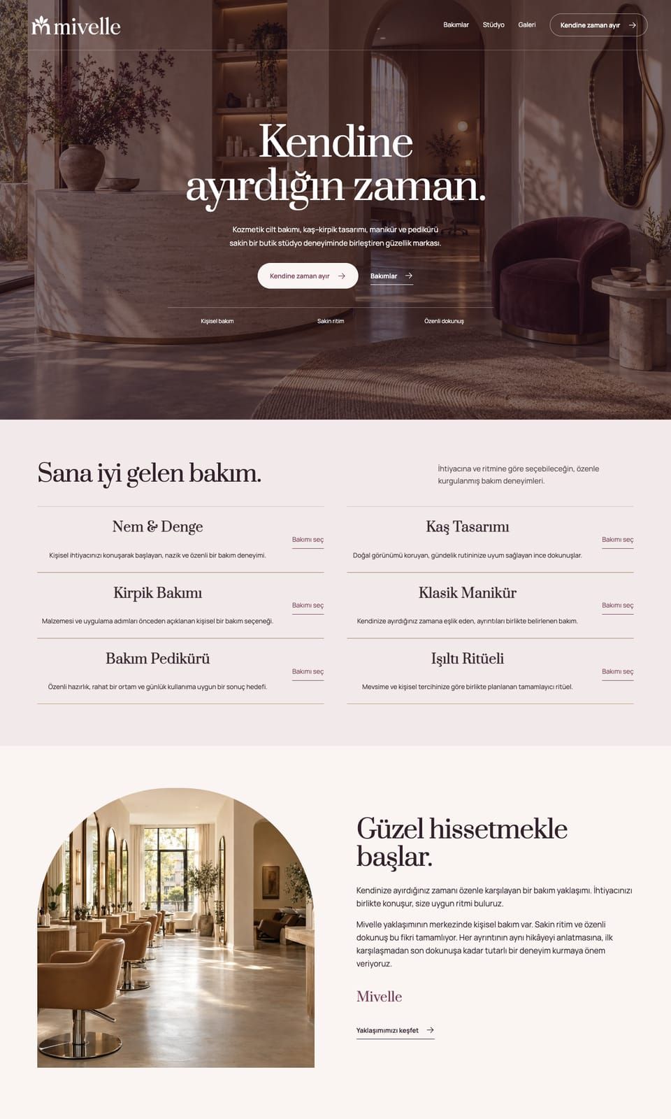 Mivelle web sitesi tasarımı — Güzellik & bakım