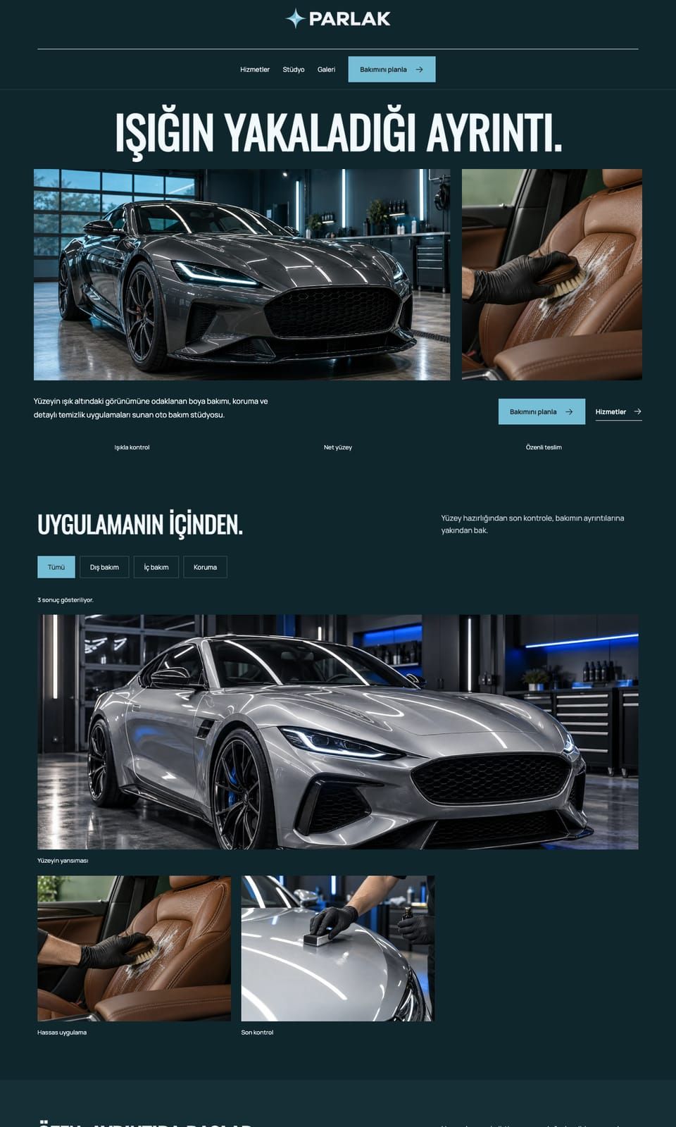 Parlak Studio web sitesi tasarımı — Oto bakım