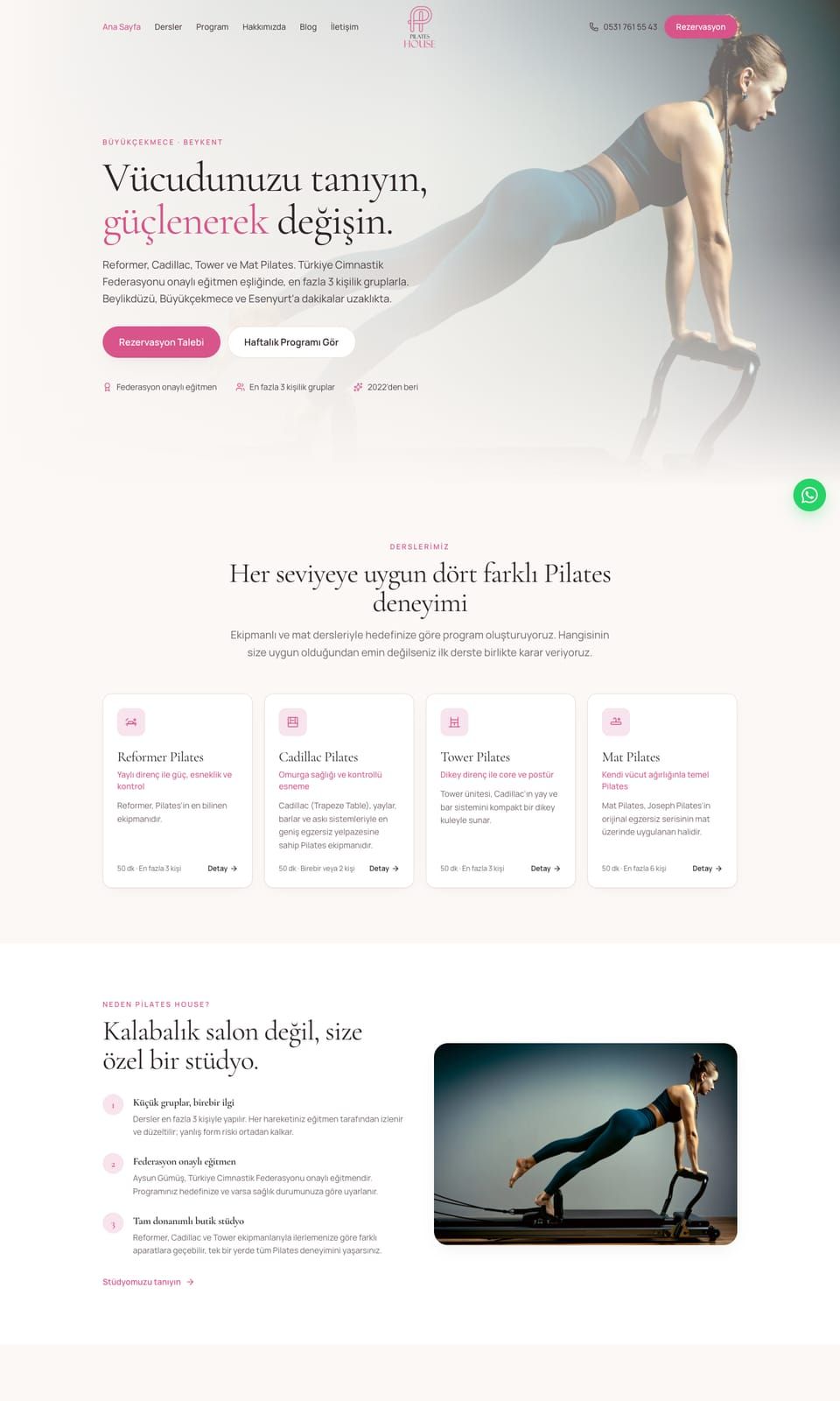 Pilates House web sitesi tasarımı — Pilates stüdyosu