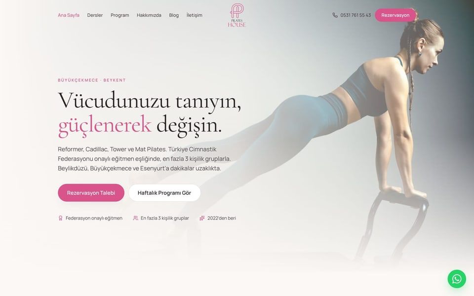 Pilates House web sitesi tasarımı — Pilates stüdyosu