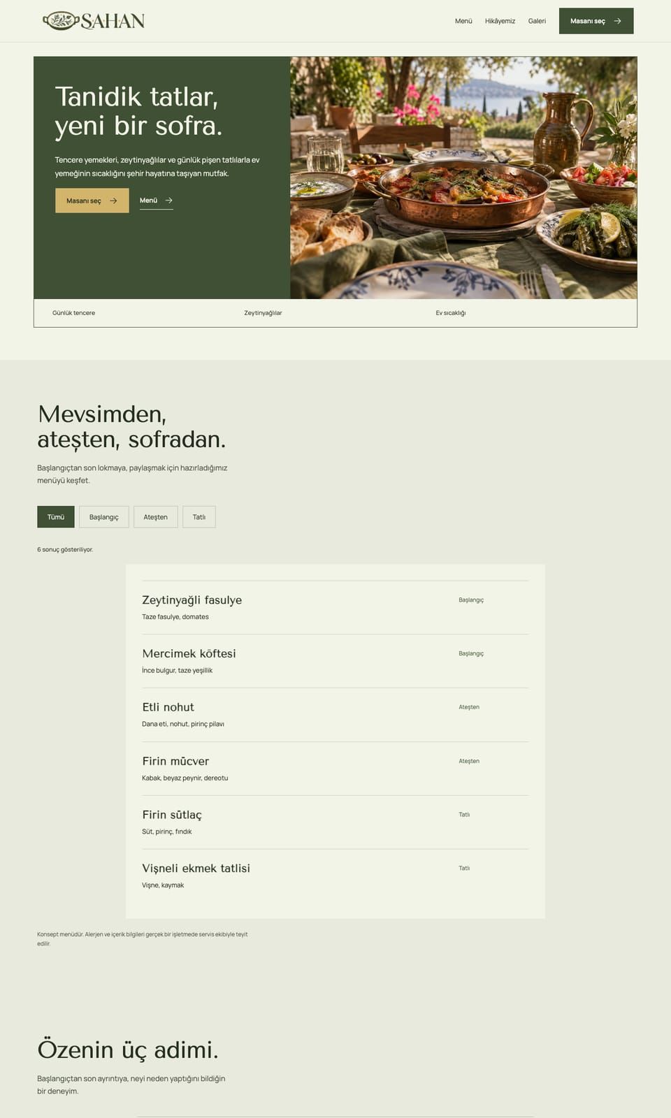 Sahan Mutfak web sitesi tasarımı — Restoran & kafe