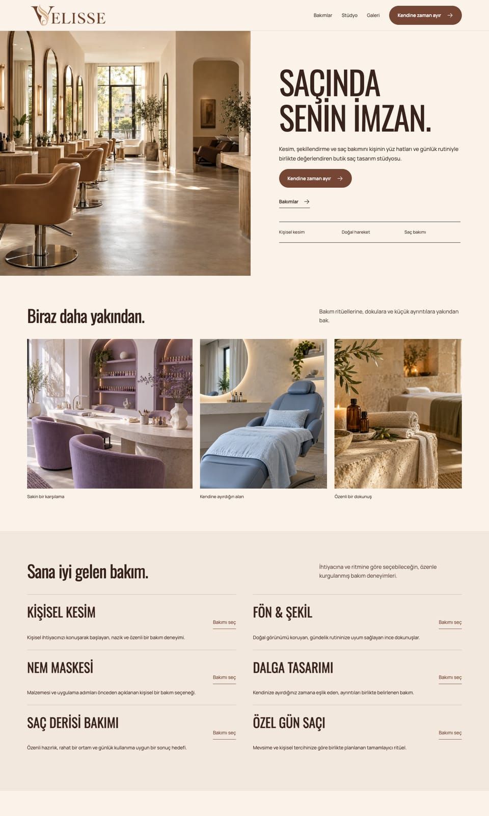 Velisse Beauty web sitesi tasarımı — Güzellik & bakım