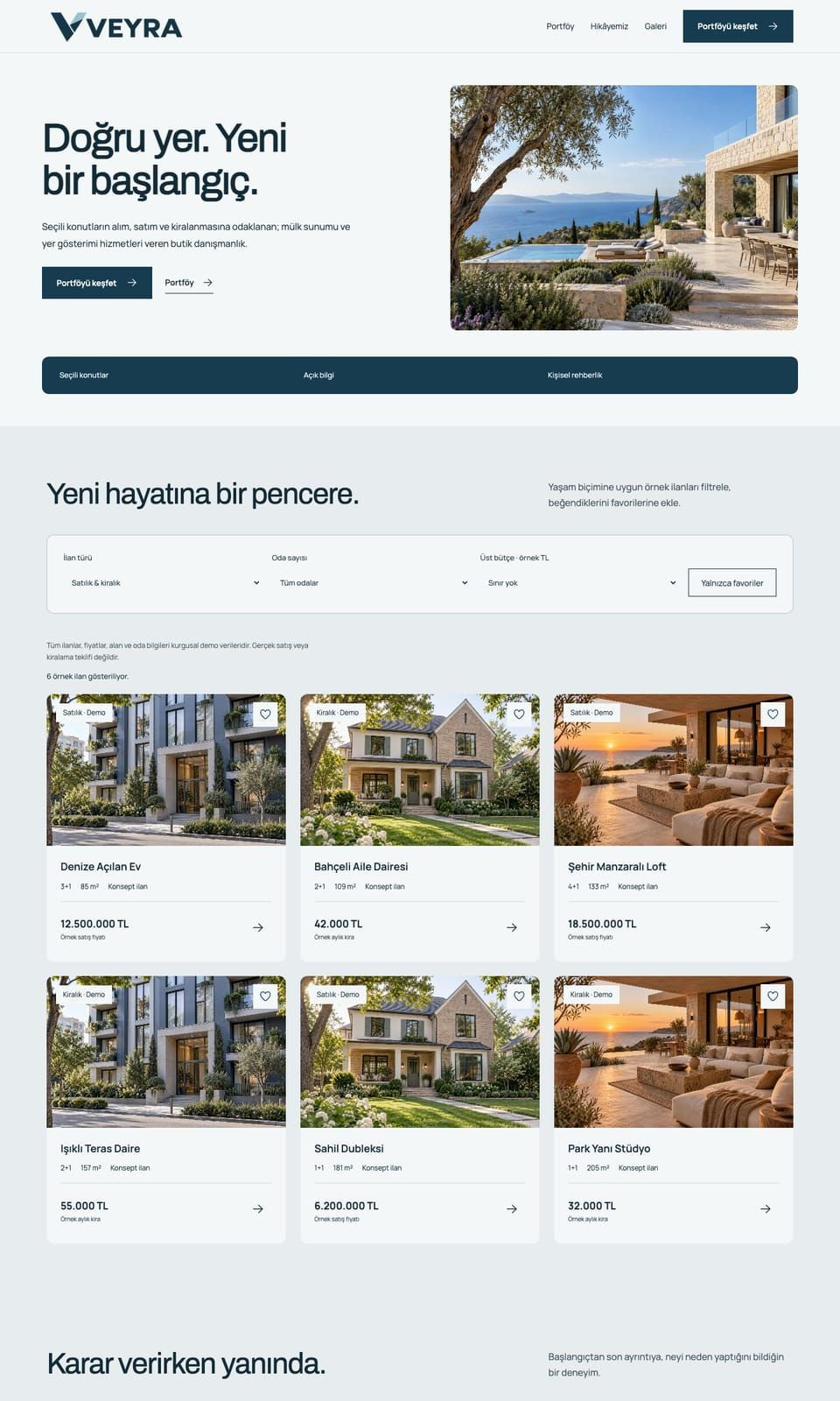 Veyra web sitesi tasarımı — Gayrimenkul