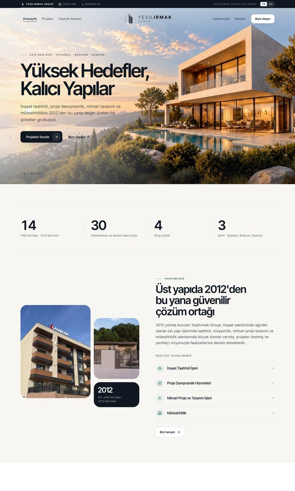 Yeşilırmak Group web sitesi tasarımı — Gayrimenkul