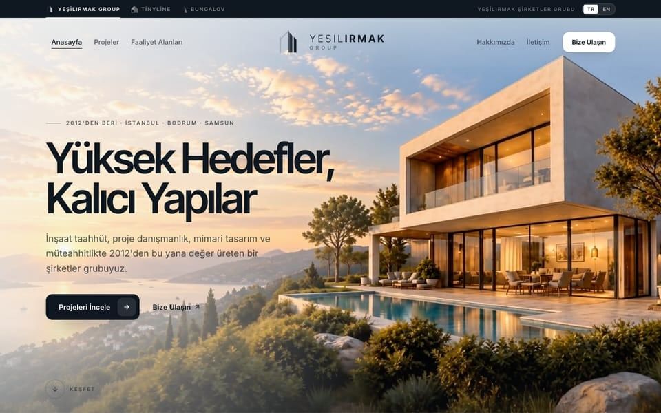 Yeşilırmak Group web sitesi tasarımı — Gayrimenkul
